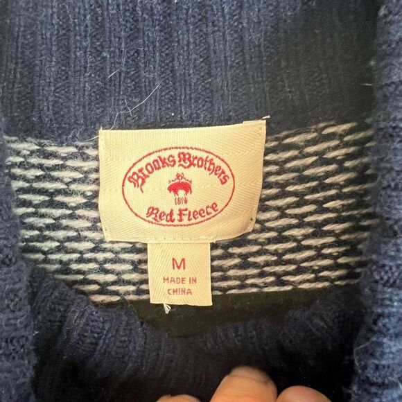 Brooks Brothers Men's Blue Geometric Henley Sweater Size M - Picture 5 of 6